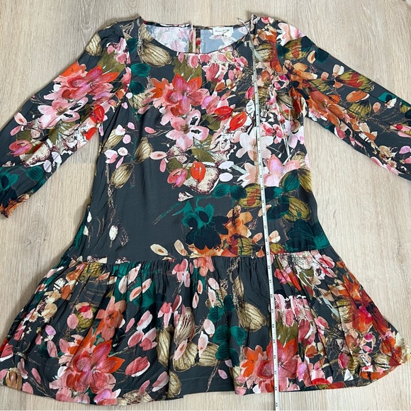 Anthropologie Meadow Rue 🌾 Colorful Flower Print Pleated Keyhole Back Tunic Top - Picture 13 of 16